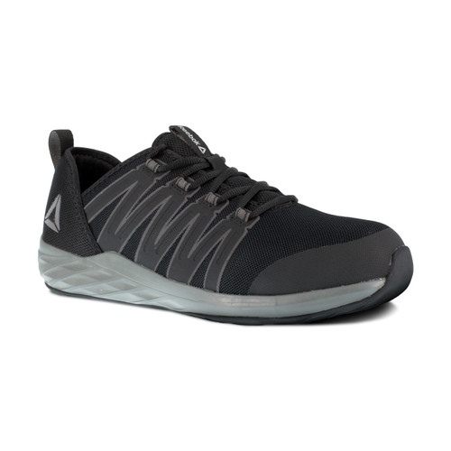 Reebok Work Men's Astroride Steel Toe Athletic Shoe - Black and Dark Grey - Profile View