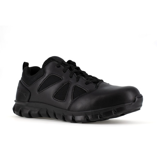 Reebok Duty Men's Sublite Cushion Tactical Soft Toe Shoe - Black - Profile View