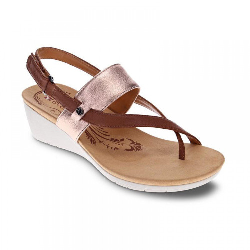 Revere Honolulu Women's Backstrap Wedge Sandal - wedge Cognac small