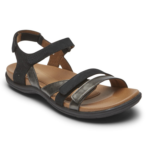 Cobb Hill Rubey 3-strap Women's Comfort Sandal - Black - Angle