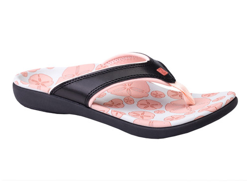 Spenco Yumi Ocean Women's Orthotic Thong Sandal - Black Sand Dollars - Pair