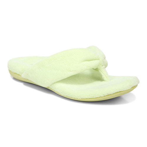 Vionic Lydia Women's Washable Thong Post Arch Supportive Slipper - Pale Lime TERRY Angle main