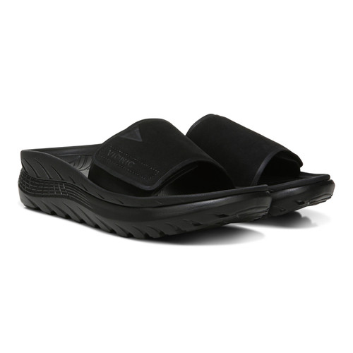 SUN STONE Womens Black Cushioned Slip Resistant Easten Round Toe Wedge Slip  On Slide Sandals Shoes 9.5 W - Walmart.com