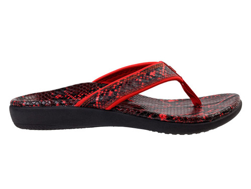 Spenco Yumi Nuevo Snake Women's Orthotic Thong Sandal - Red - Profile