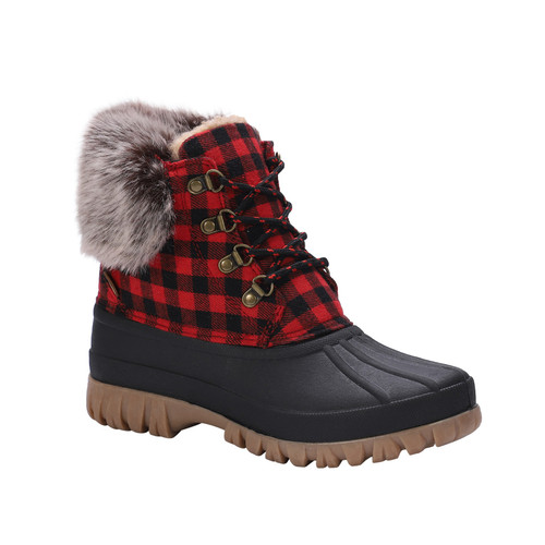 Lamo Brielle Women's Winter Boots EW2335 - Red Plaid - Profile View