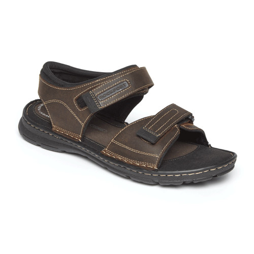 Rockport Darwyn Quarter Strap Men's Sandal - Brown Leather - Angle