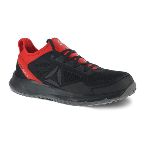 Reebok Work Men's Sublie All Terrain Work Steel Toe Athletic Shoe ESD - Black and Red - Profile View