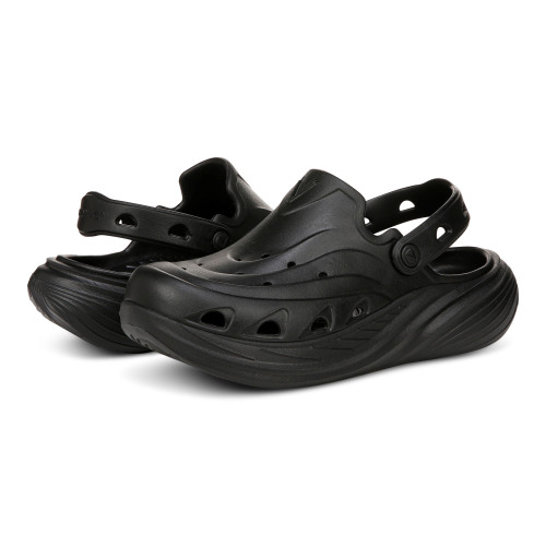 Vionic Wave RX Unisex Slip-on Supportive Cushioned Comfort Clog - Black - pair left angle