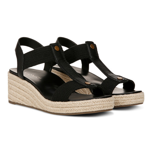 Vionic Calera Women's Espadrille Comfort Wedge Sandal - Black - Pair