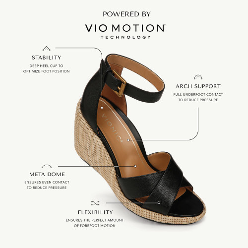 Vionic Marina Women's Wedge Comfort Sandal - Black - I8681L1001-med