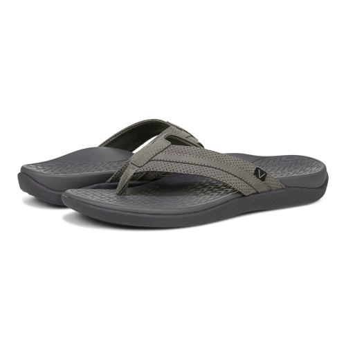 Vionic Men's Tide II Orthotic Support Sandal - Charcoal Grey - pair left angle