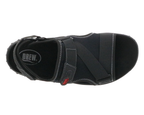 Drew Wander Men's Sandal - Black Leather Combo - Sole View
