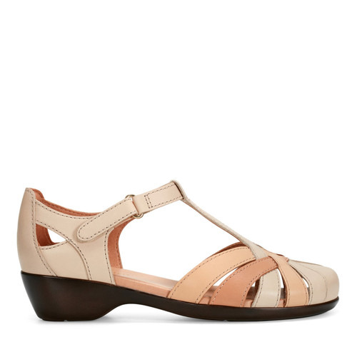 Easy Spirit Darlyn T-Strap Cushioned Arch Support Women's Dress - Ivory Leather Multi - 1