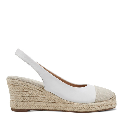 Easy Spirit Margie Cushioned Arch-Support Wedge Women's Sandal - White Leather - 1