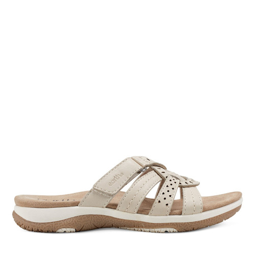 Earth Sassoni Strappy Cushioned Arch-Support Slip-On Women's Flat Sandal - Ivory - 1