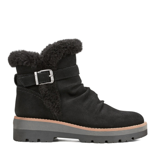 Earth Yara Waterproof Suede Lug-Sole Cushioned Support Women's Ankle Boot - Black Suede - 1