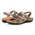 Vionic Amber - Women's Adjustable Slide Sandal - Orthaheel - Black Metallic Linen - pair left angle