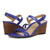 Vionic Emmy Woemn's Backstrap Wedge Sandal - Royal Blue Embossed - pair left angle