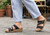 Orthofeet Carrie Adjustable Cork Heel-Strap Women's Sandals - Black - Lifestyle View - 8