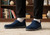 Orthofeet Vito Hands-Free Supportive Comfort Men's Slippers - Navy - Lifestyle View - 7