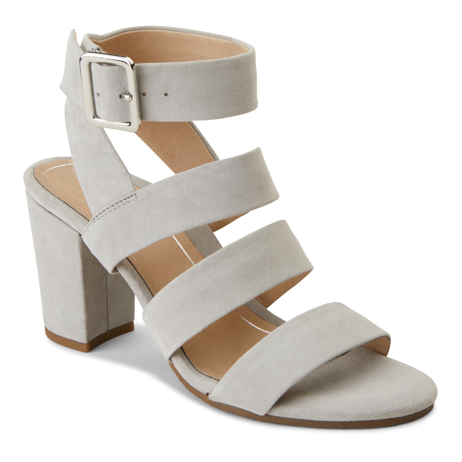 Buy Grey Open Toe Block Heels by Nayaab by Aleezeh Online at Aza Fashions.