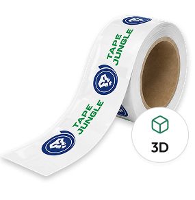 Roll of custom printed tape with a 3D design preview