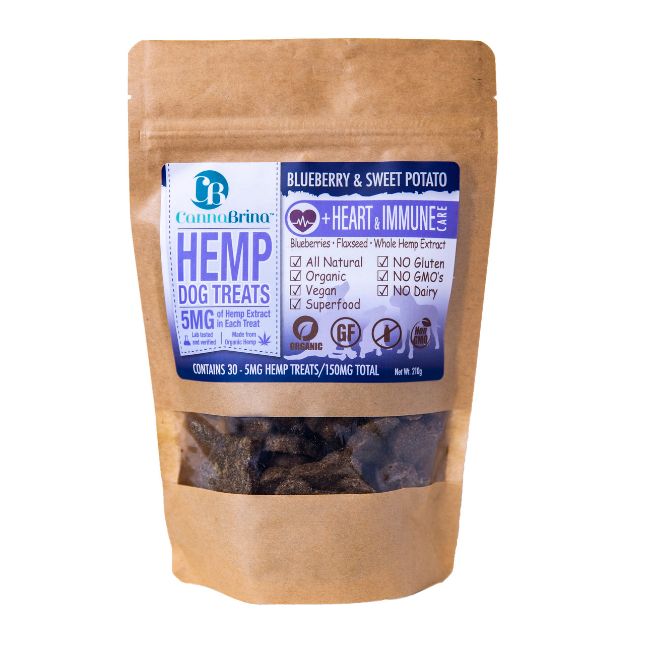 CannaBrina Hemp Heart & Immune Dog Treats - 150mg HEMP (5mg/treat, 30  count) - antioxidant boost - Nature's Pet Cuisine