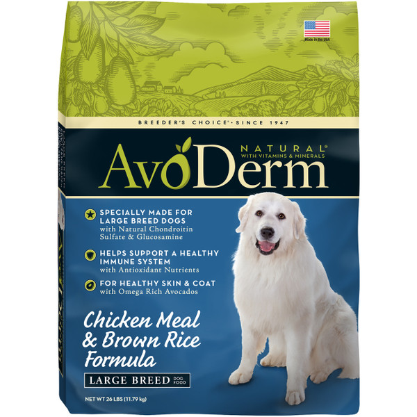 AvoDerm  Natural Chicken Meal & Brown Rice Formula for Large Breed (15 LB)