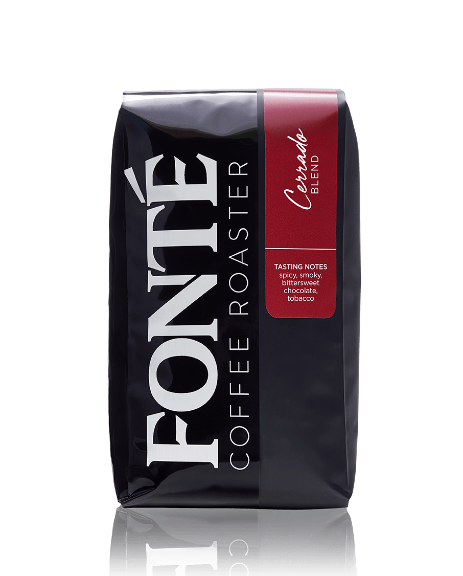 12oz bag of Fonté Cerrado Coffee Blend Spicy, Smoky, Bittersweet Chocolate, Tobacco Finish Tasting Notes From Brasil Preferable for All Brewing Methods. Available as Whole Bean, French Press, Drip, Melitta, Home Espresso, Commercial Espresso, and Turkish, and Weekly, Biweekly, Monthly or Bimonthly Subscriptions

Buy Fonté Brasil Cerrado Coffee Blend Available as Whole Bean, French Press, Drip, Melitta, Home Espresso, Commercial Espresso, and Turkish, and Weekly, Biweekly, Monthly or Bimonthly Subscriptions