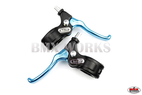Tech-77 Levers (with lock) Pairs - Black & Bright Blue