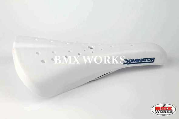 Blemished: Viscount Dominator 2166 BMX Seat White with Blue Lettering