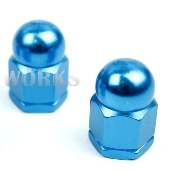 Anodized 3/8" x 26T Acorn Axle Nuts Pairs Bright Blue