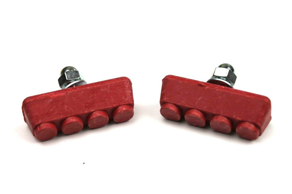 BMX Freestyle or Race Bicycle Brake Pads - Red Pairs