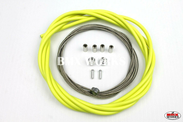 BMX Brake Cable Front & Rear Kit Highlight Yellow