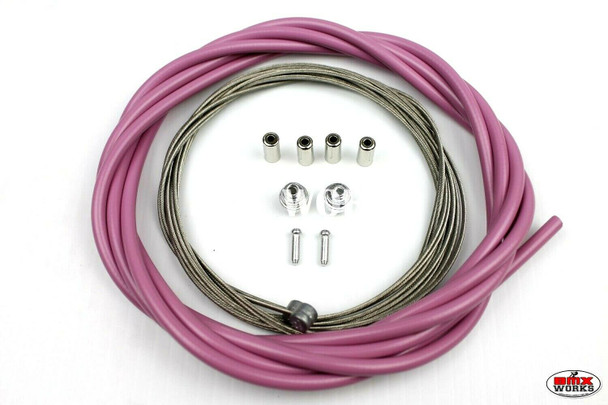 BMX Brake Cable Front & Rear Kit Pink