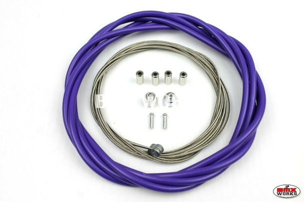 BMX Brake Cable Front & Rear Kit Lite Purple