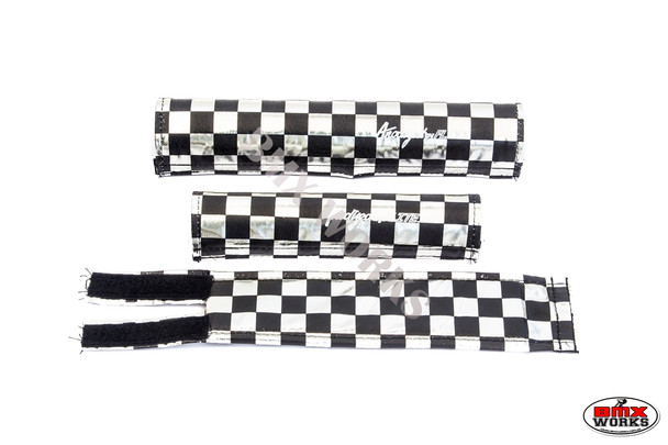 FLITE 3 Piece Nylon BMX Padset - Checker Black & Chrome