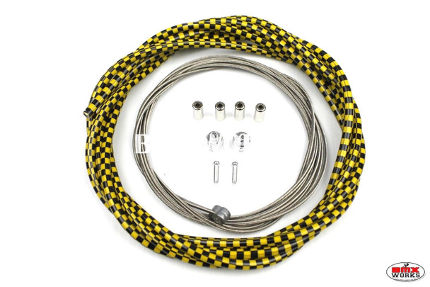 BMX Brake Cable Front & Rear Kit Checker Black & Yellow