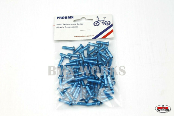 14G x 16mm Aluminium Spoke Nipples Bright Blue - Pack of 75