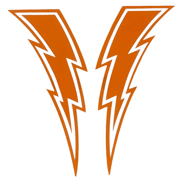 Lightning Bolt Decals - Sold In Pairs - Orange & White
