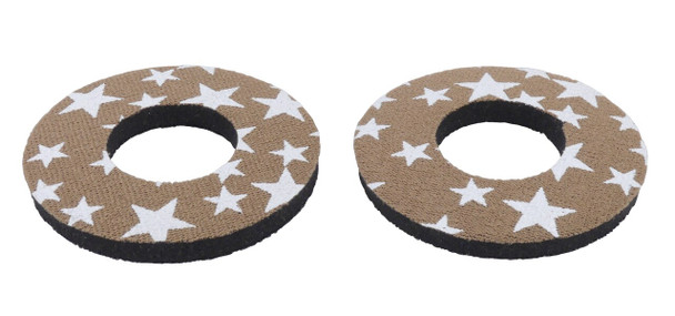 ProBMX Flite Style BMX Bicycle Foam Grip Donuts - Stars Brown & White