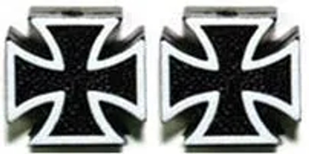 BMX Iron Cross Valve Caps Pairs - Solid Black & White