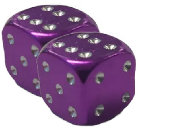 BMX Dice Valve Caps Pairs - Purple Aluminium - Old School BMX