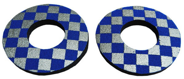 ProBMX Flite Style BMX Bicycle Foam Grip Donuts - Checker Silver & Blue