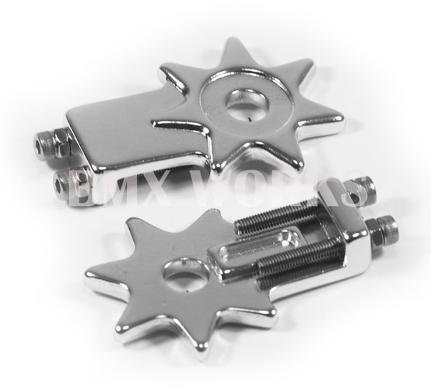 Chain Tensioners Suit 3/8" Axles Pair - Star - Silver