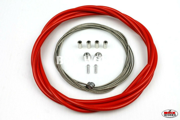 BMX Brake Cable Front & Rear Kit Bright Red