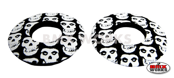 ProBMX Flite Style BMX Bicycle Foam Grip Donuts - Skulls Black & White