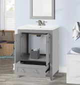 Adak 24-in Vanity Combo In Light Gray with Porcetain Top