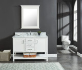Manhattan 48-in Dove White Single Sink Bathroom Vanity with Carrara White Natural Marble Top- V1.0