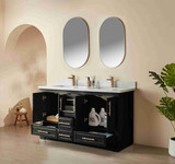 Hausrack Black 60 Inch Dual Bathroom Vanity